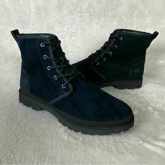 UGG Harkland Men's Ankle Boots Size 13 Black Suede Wool Lined